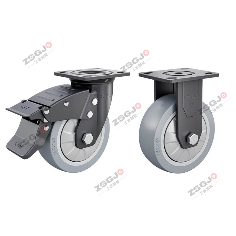 工匠牌TPR材质重型脚轮定向万向刹车承重180kg-320kg